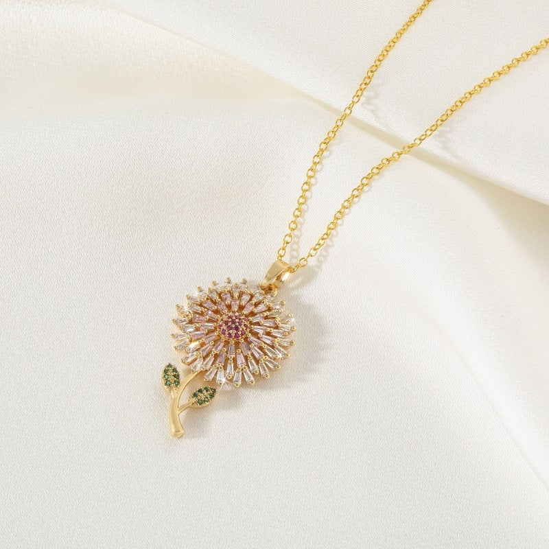 Women's Fashion Sun Flower Pendant Necklace 85378960 a20f 4b91 a1ca b7d4f9865857