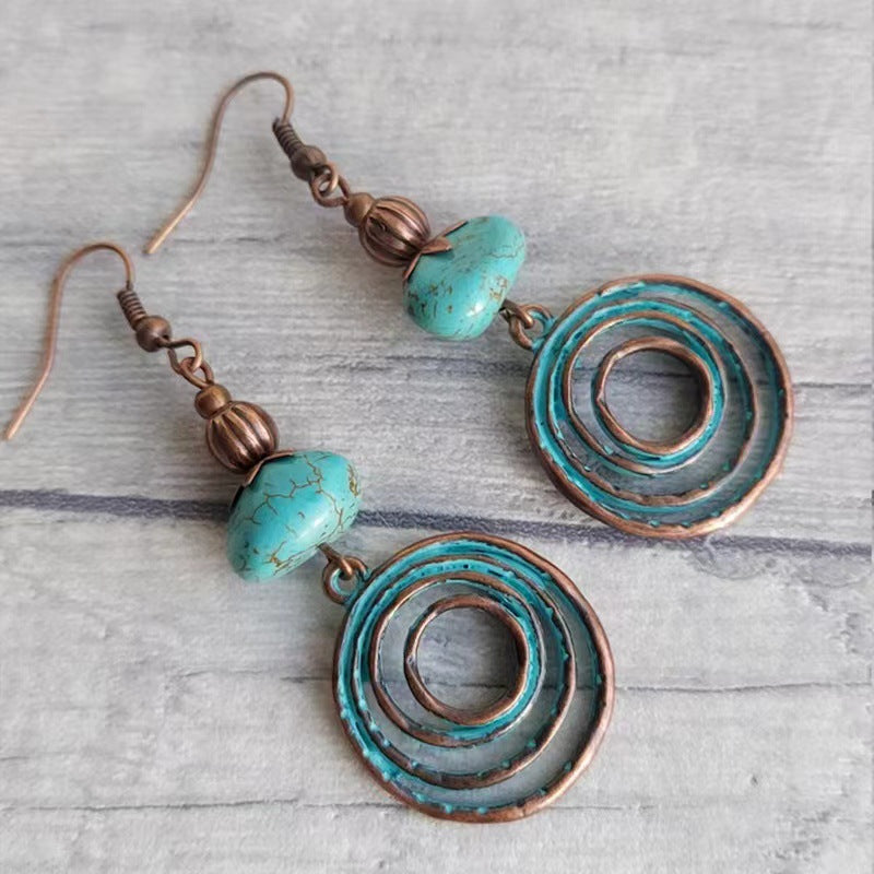 Retro Ethnic Style Earrings Bohemian Turquoise