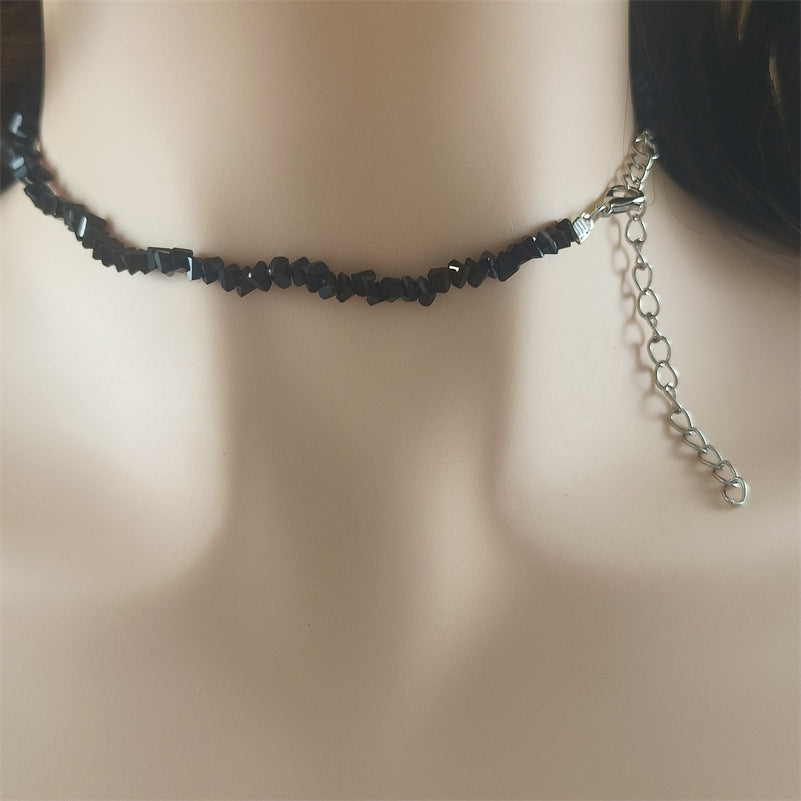European And American Hand-woven Beads Black Love Crystal Necklace Female Korean Style 85a36b62 0466 482e 9b80 12a084a159df