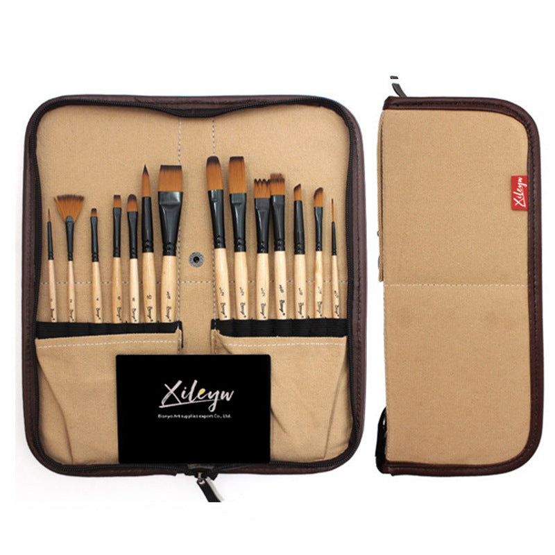 Cross-border Supply South Korea Yellow Nylon Hair Watercolor Gouache Acrylic Painting Strokes Bag Set 85f04ee2 0cd9 40c1 a48a