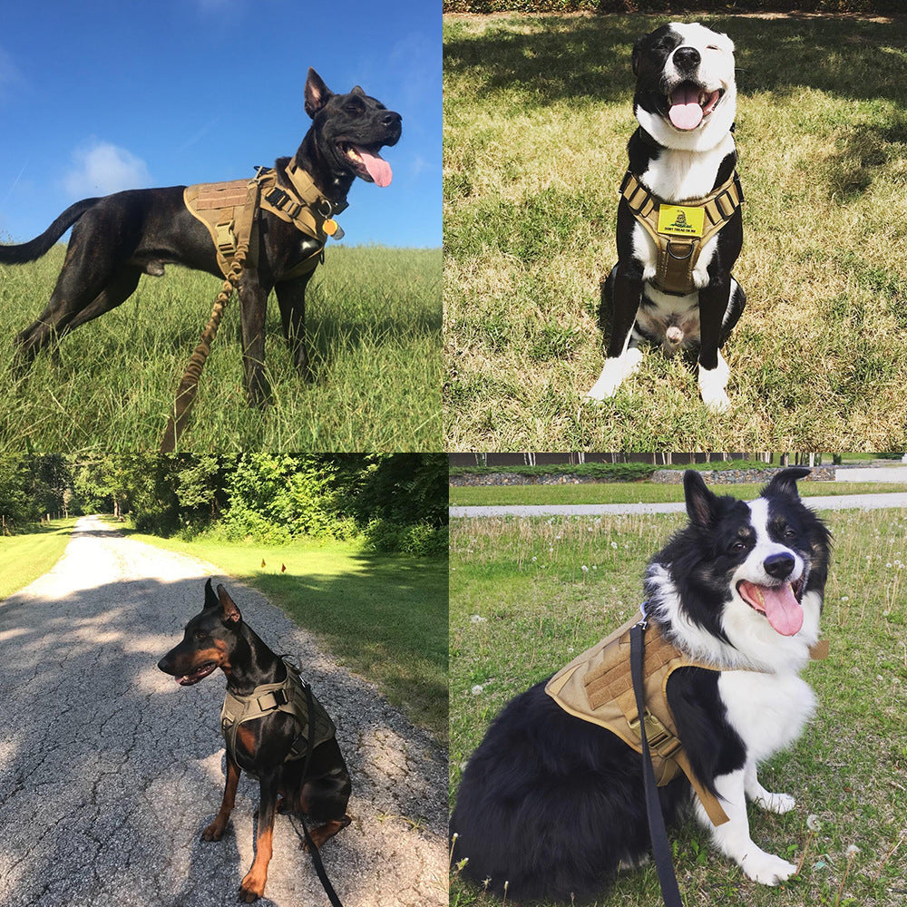 Military Tactical Dog Harness German Shepherd Adjustable Pet Dog Back 878754398886