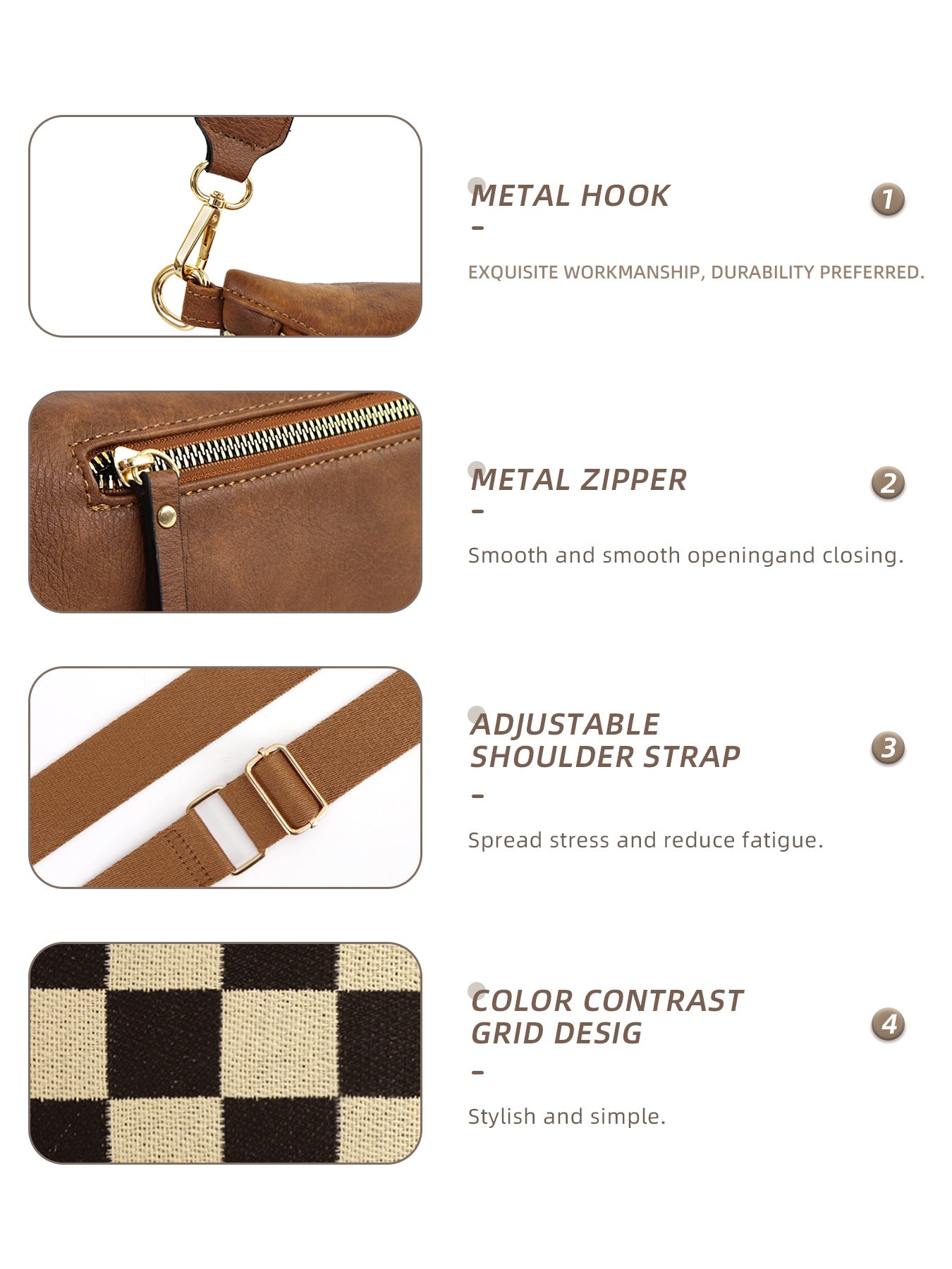 Plaid Waist Trendy All-match Messenger Bag