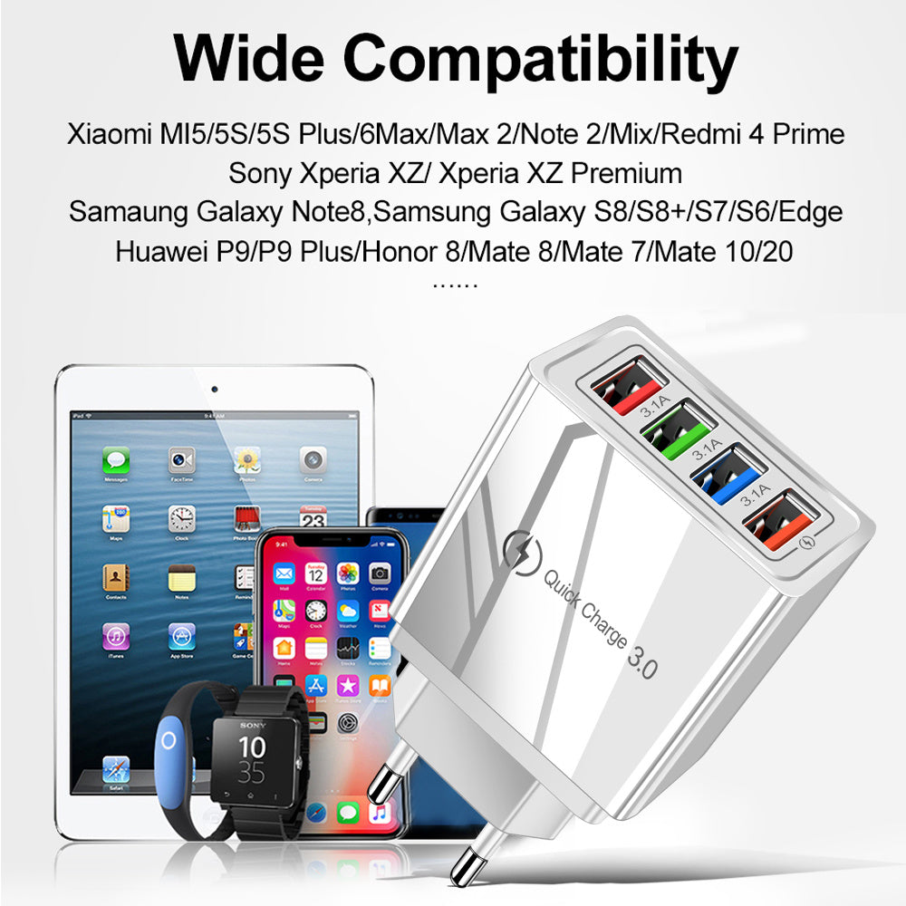USB Charger Quick Charge 3.0 4 Phone Adapter For Tablet Portable Wall Mobile Charger Fast Charger - 图片 3