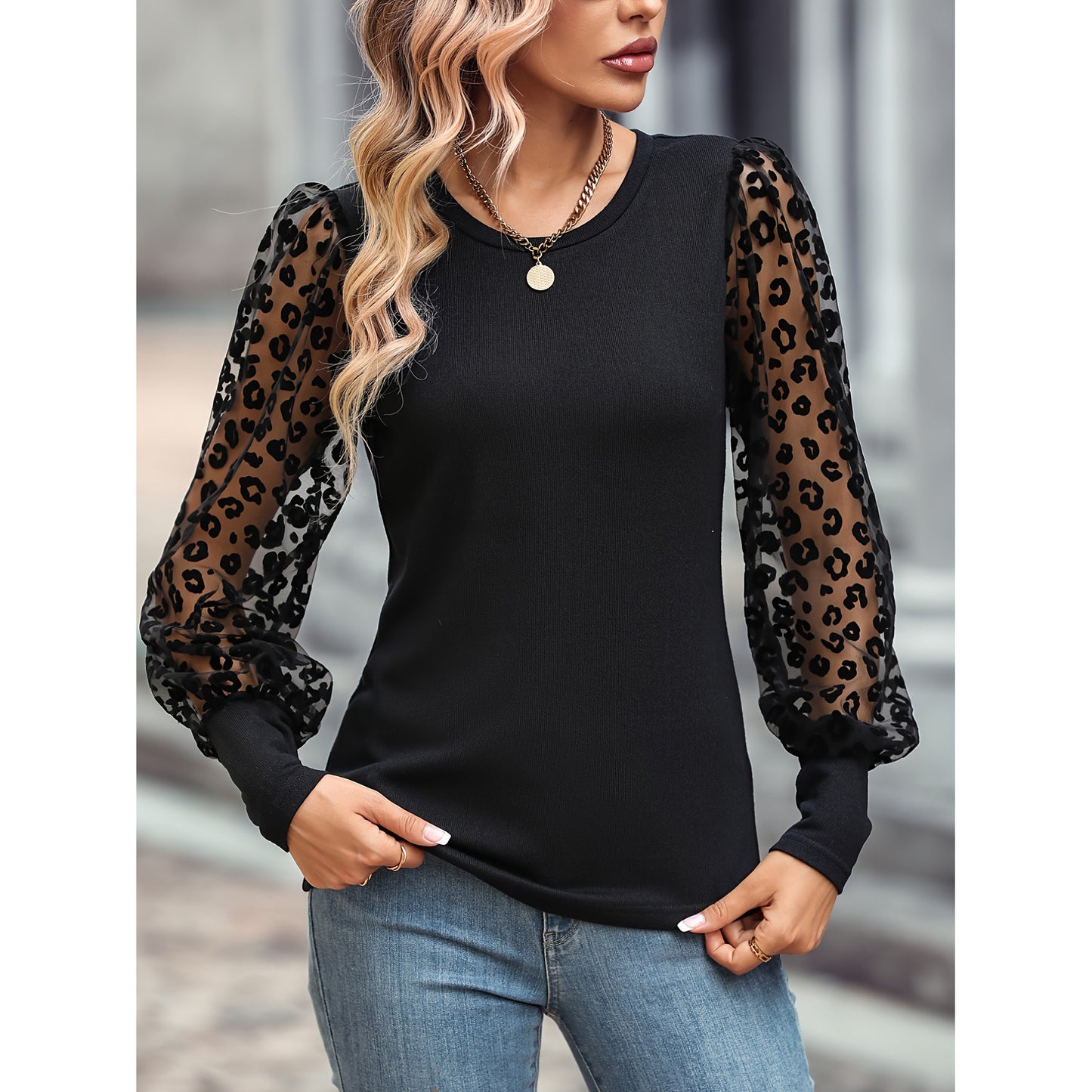 Slim-fit Color Matching Long-sleeved Top 886e022e 841d 4b63 aee7 cb5a2b639d8c