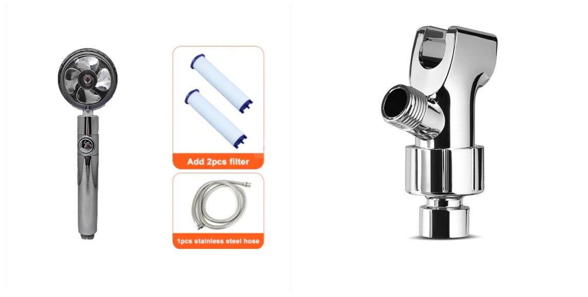 Shower Head Water Saving Flow 360 Degrees Rotating With Small Fan ABS Rain High Pressure Spray Nozzle Bathroom Accessories 89