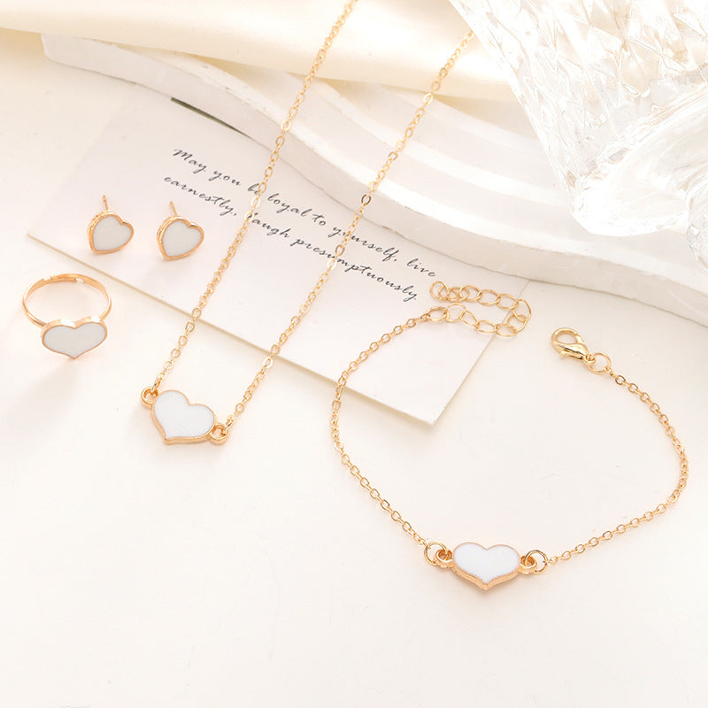Simple Love Jewelry Women's Fashion Necklace Suit Heart Jewelry Set Gift For Her Fashion Party Jewelry 89ddae69 259c 4063 947