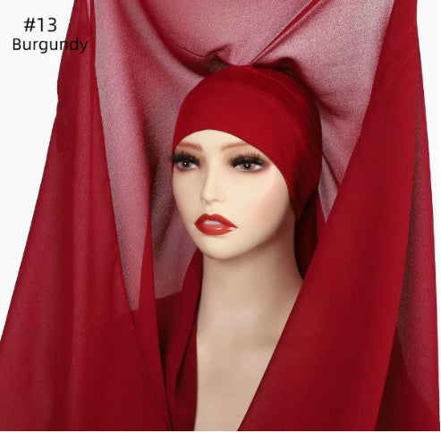 Lazy Chiffon Convenient Headscarf Magnetic Buckle Fixed Anti-drop Solid Color 8b4c4db9 8150 47e3 b771 7b94796c2a92