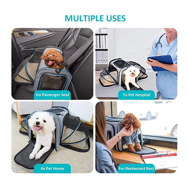 Carrier For Cat Pet Airline Approved Expandable Foldable Soft Dog Carrier Opened Doors Reflective Tapes Cat Travel Bag 8bb783
