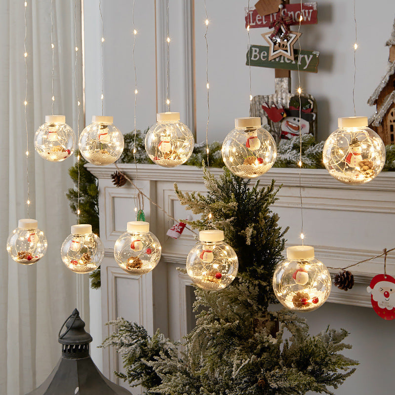 10PCS LED Christmas Curtain Lamp Fairy Snowman Wishing Ball Lamp String Christmas Window Decoration Christmas Light Room - HD Wireless Product #12