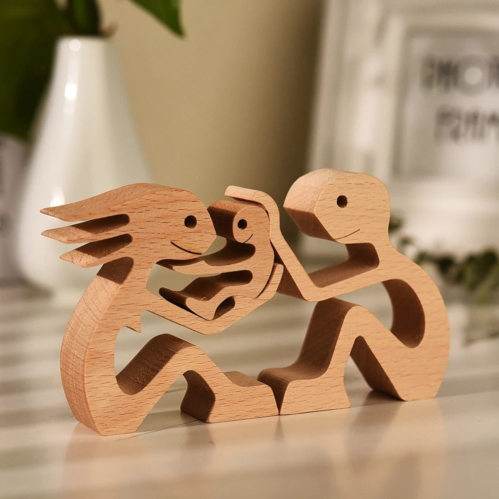 DIY Figurine Wood Dog Ornament Sculpture Home Decoration A Man A Dog Wood Sculpture Christmas Gifts Model Decor 8e96e3ee d396