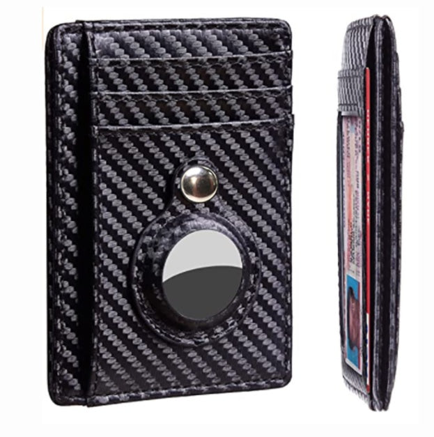 AirTag Wallet Anti Theft Bullet Card Bag Multi-functional Rfid Card Holder Men's Leather Slim Wallets For Airtag Air Tag 8ed6