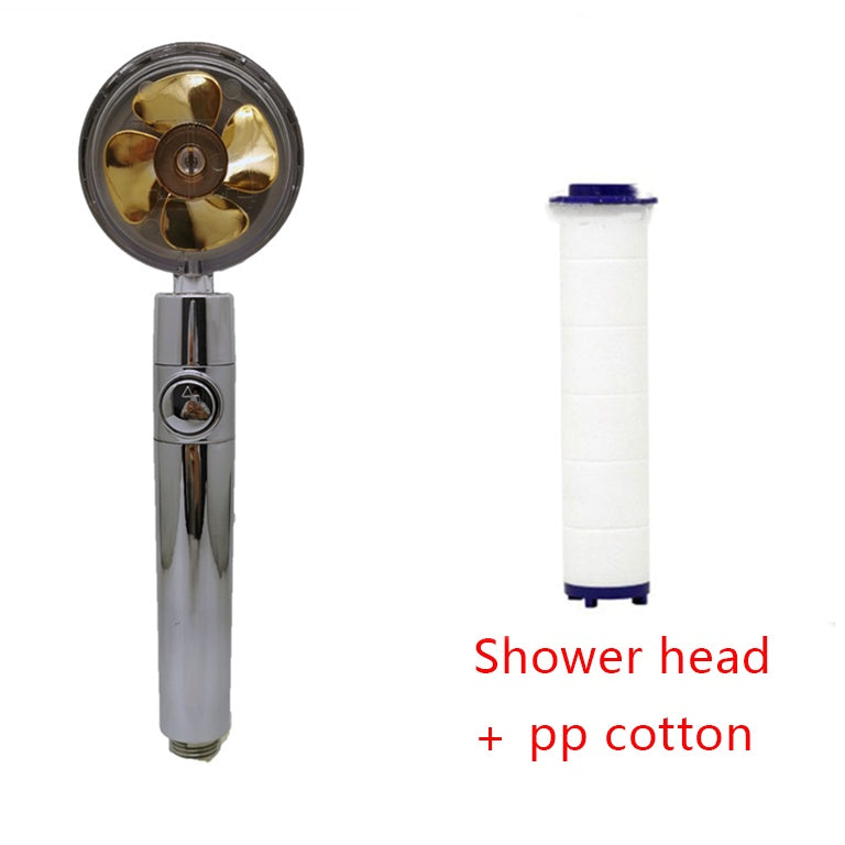 Shower Head Water Saving Flow 360 Degrees Rotating With Small Fan ABS Rain High Pressure Spray Nozzle Bathroom Accessories 8f