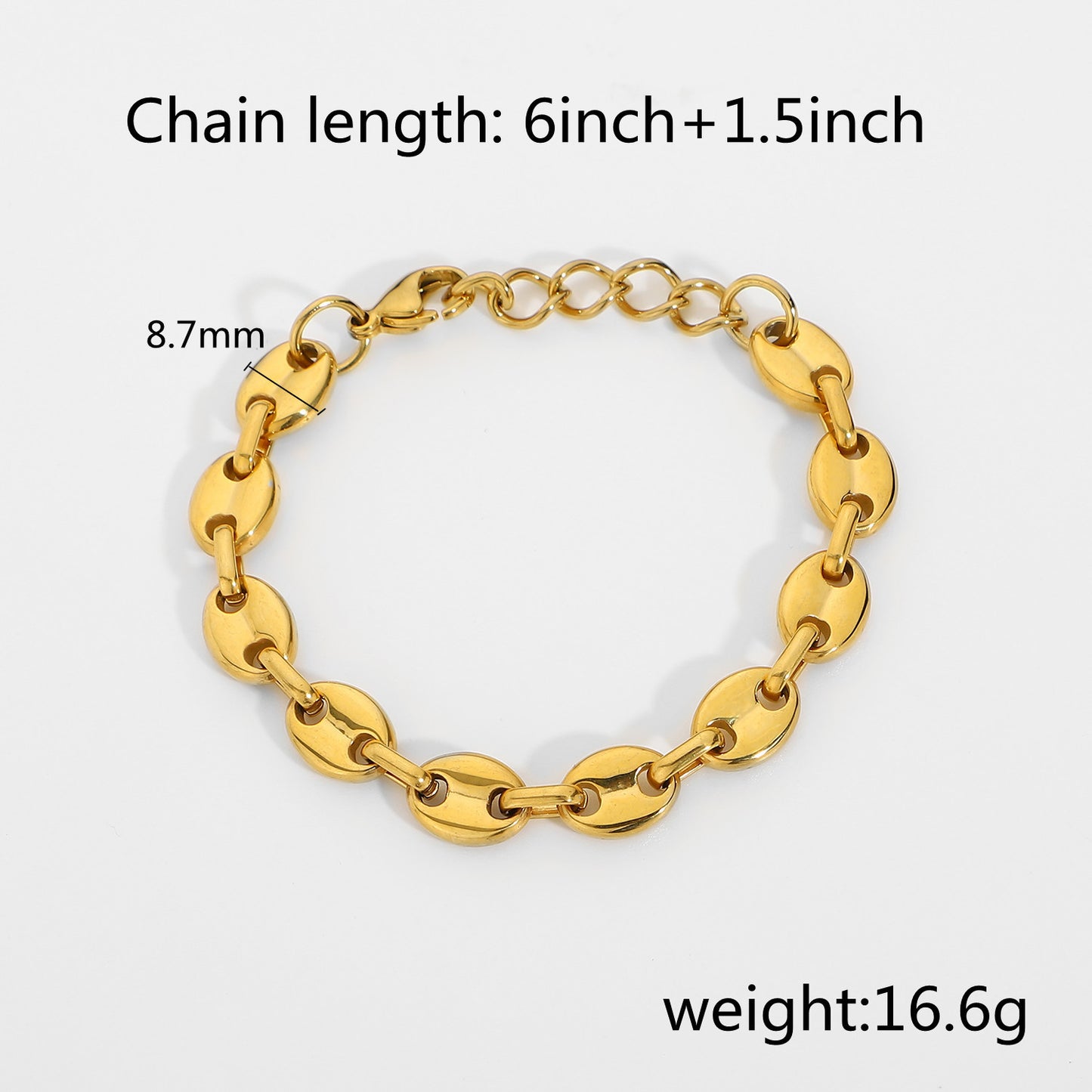 Punk Jewelry Gold Plated Titanium Steel Coffee Bean Chain 8f9892c5 d9c6 4aa6 aa2a 78e741dceeb2