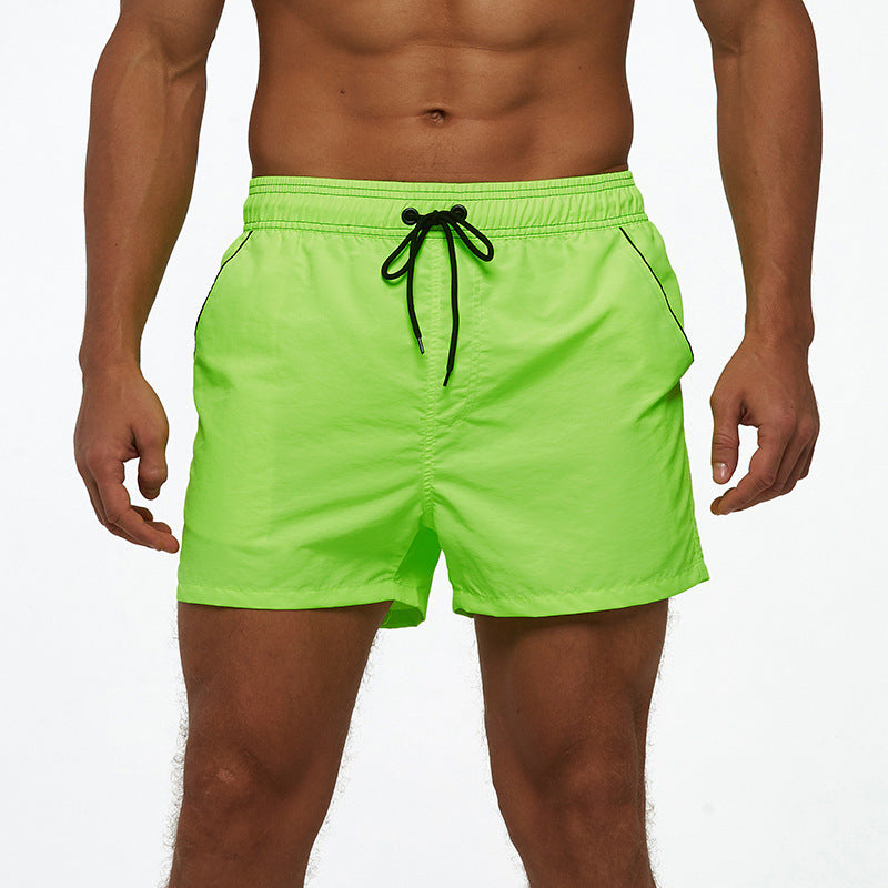 Men's Beach Pants European And American Boardshort Back Pocket Zipper Solid Color 3-point Pants Quick-drying Waterproof Linin
