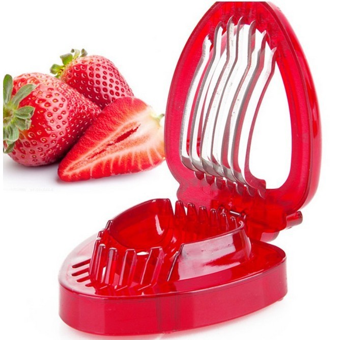 Red Strawberry Slicer Plastic Fruit Carving Tools Salad Cutter Berry Strawberry Cake Decoration Cutter Kitchen Gadgets 904492