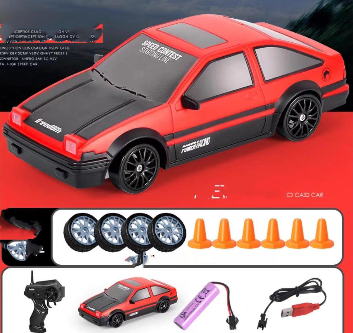 2.4G Drift Rc Car 4WD RC Drift Car Toy Remote Control GTR Model AE86 Vehicle Car RC Racing Car Toy For Children Christmas Gifts - HD Wireless Product #3
