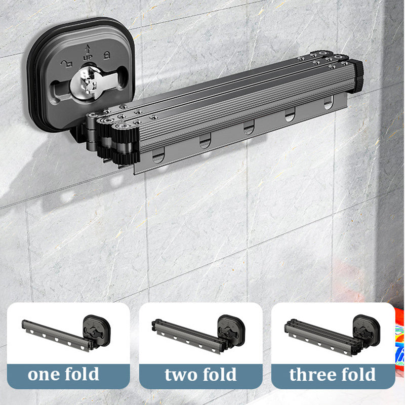 Suction Cup Folding Clothes Hanger Indoor Home Balcony Aluminum Retractable Drying Rack No Punching Folding Clothes Hanger 90