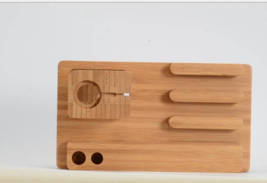 Compatible with Apple , Bamboo, wood andMobile applewatch bracket charging wooden bracket multi-function flat cell phone base - 图片 3
