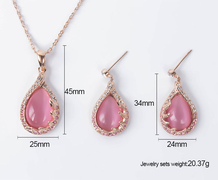 new fashion European and American bride necklace earrings two sets of ladies crystal jewelry set 917131928526