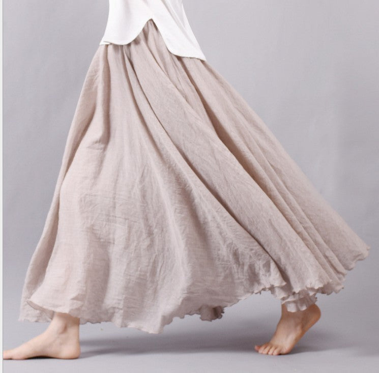 Mori Girl Art Plus Size Cotton And Linen Skirt Elastic Waist Linen A-line Skirt 91cf1aeb 6e22 4d6e 83a1 a5531fe2ee7e