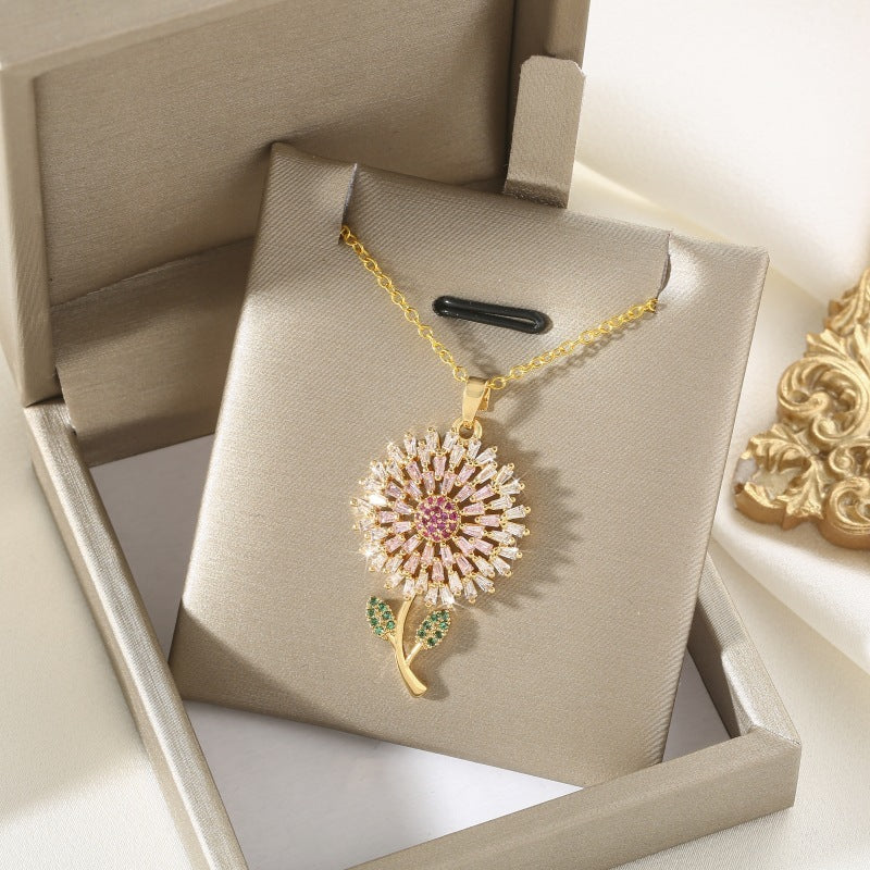 Women's Fashion Sun Flower Pendant Necklace 91d8166b b67b 42d5 8079 1cbd0e843795