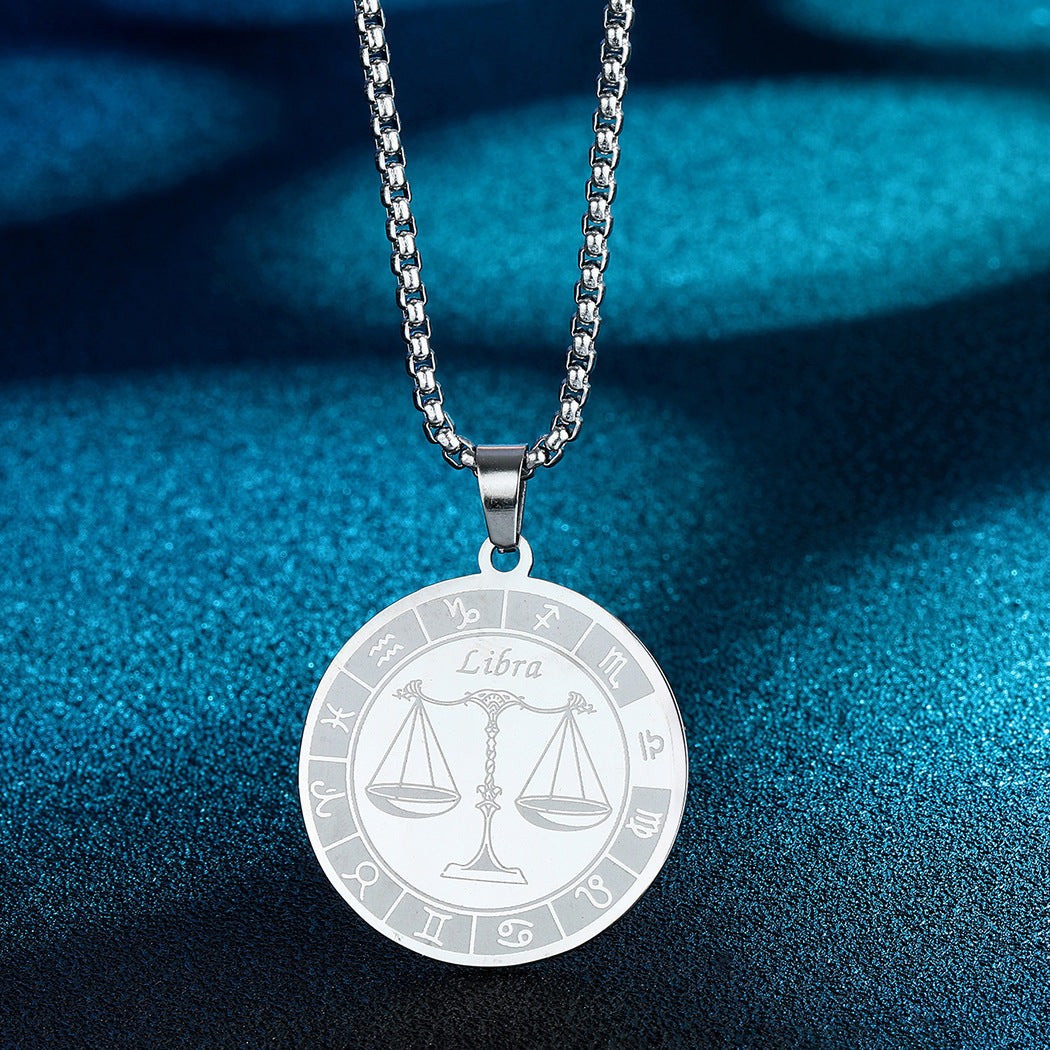 Stainless Steel Constellation Pendant Necklace Gold Medal Necklace 91daf4e5 4d3c 40ec 8bb0 28580b030bde