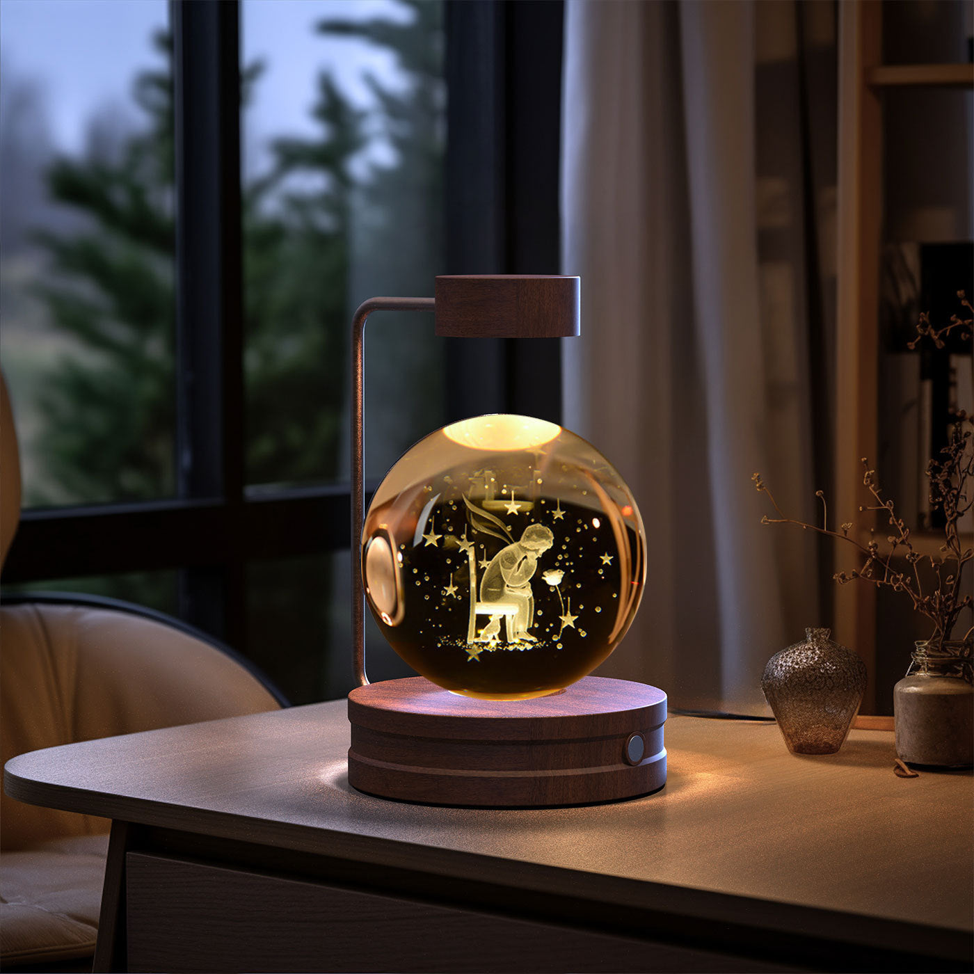 Crystal Ball Cosmic Dinosaur Indoor Night Light USB Power Warm Bedside Light Birthday Gift Night Lamp 91fd8a21 6f4b 4c79 bd89