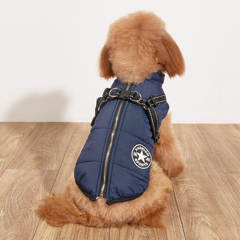 Pet Warm Dog Cotton-padded Clothes Fleece-lined Thickened Reflective Gallus 924255ba 95aa 42cb 839f 267426b557a2