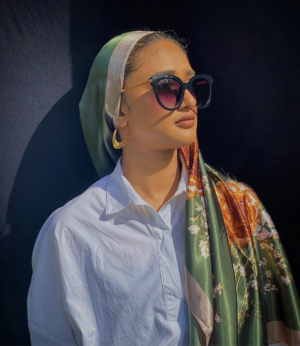 Chain Printed Scarf Women's Casual Scarf 90 90cm Satin Large Kerchief 92608f74 7696 48b9 a936 88698d4753a5