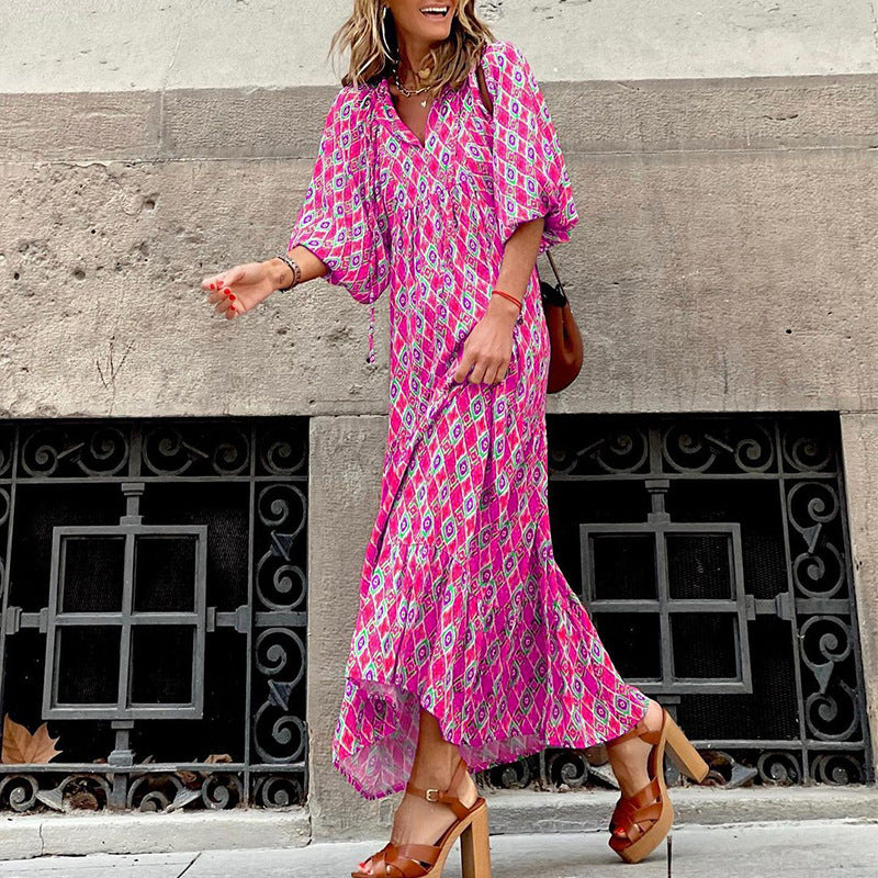 Short-sleeve Mid-length Boho Print Dress 92c3a722 3351 41cc a532 8a2cf7b81a9f