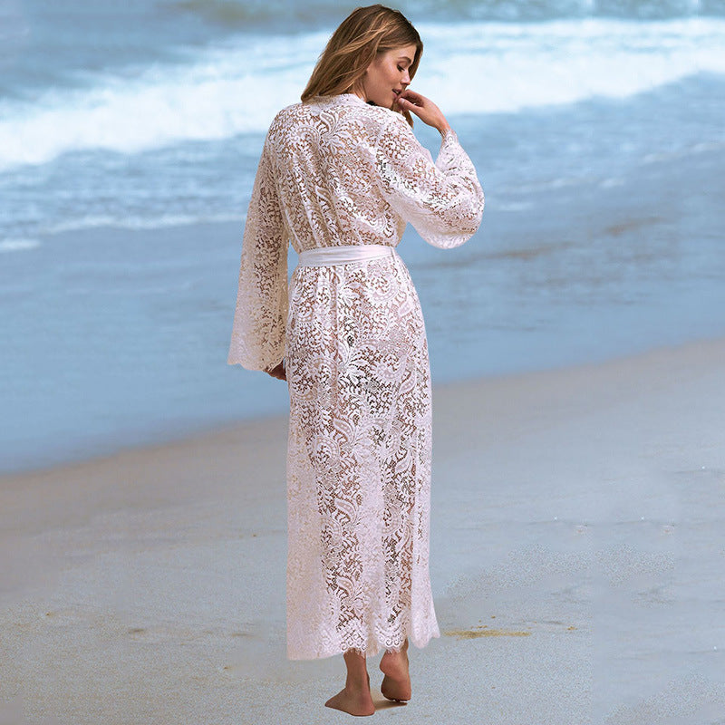 Lace bikini blouse, hollow sexy beach jacket, sunscreen suit, swimsuit and cardigan 930391569987