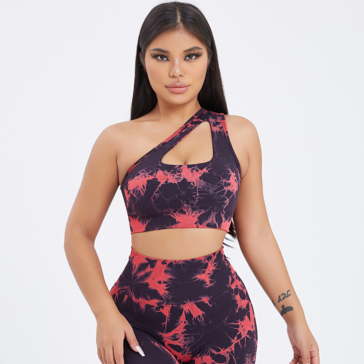 Women's One-shoulder Seamless Tie-dye Yoga Clothes Fitness Suit 9372ed02 cbbe 4342 ad50 832384b2a1f0
