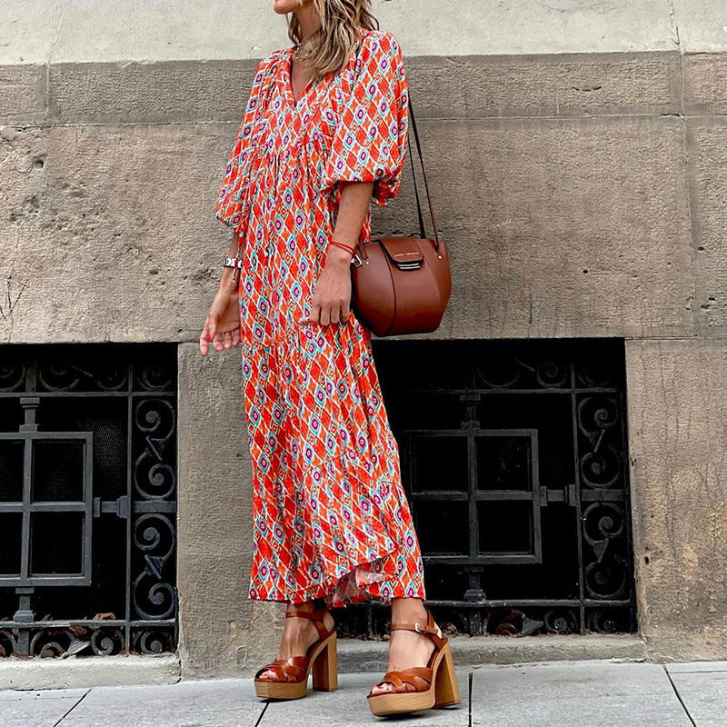 Short-sleeve Mid-length Boho Print Dress 94bbeb92 4326 486b a3ad 1696a1bb02d4