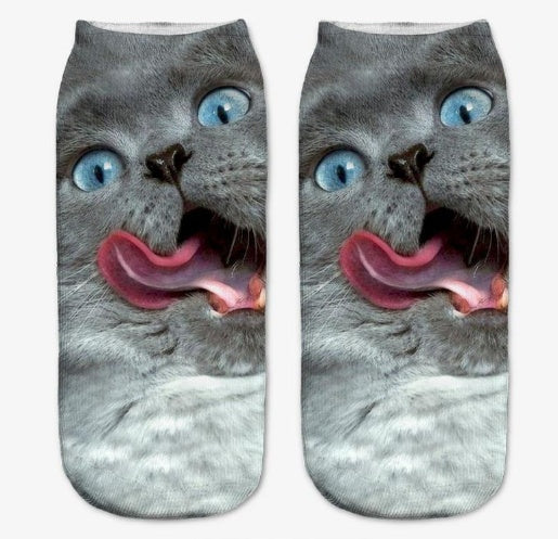 Popular Funny Unisex Short Socks 3D Cat Printed Anklet Socks Casual Socks 95646069419