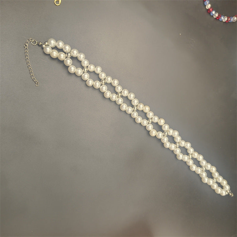French Style Vintage Pearl Flower Cutout Necklace High-grade Personality Sweet Cool Clavicle Chain 963538cc 7950 4baf 984f 14