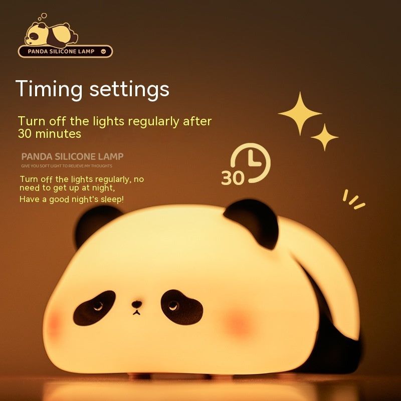 Panda Night Lights For Kids Cute Animal Silicone Timing Rechargeable Lamp Cartoon Panda Bedroom Decoration Kids Boys Girls Gi