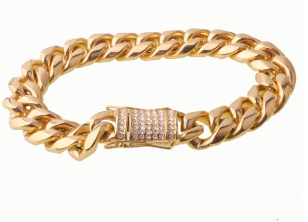 8-18mm wide stainless steel cuban Miami chains necklaces CZ Zircon box lock big heavy gold chain for men Hip Hop Rock jewelry - HD Wireless Product #10