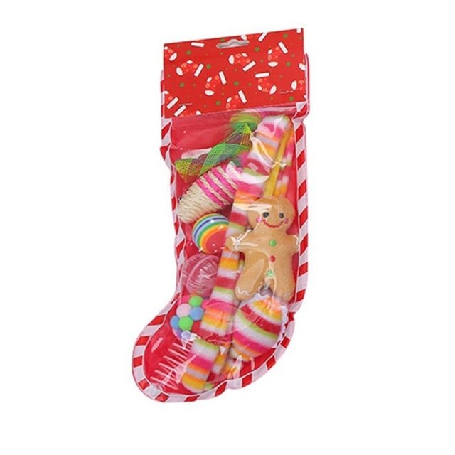 Christmas stocking bells plush mouse funny cat stick pet cat toy 9764975794392
