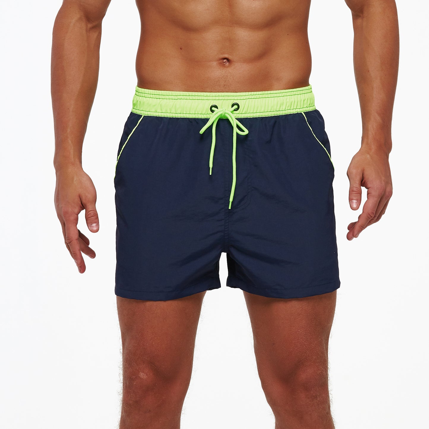 Men's Beach Pants European And American Boardshort Back Pocket Zipper Solid Color 3-point Pants Quick-drying Waterproof Linin
