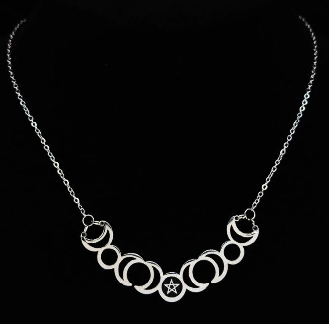 Five Pointed Star Sun Moon Necklace Multi Month Hollow Stainless Steel Pendant 9903ec9b 8016 437f 9b1d afb906450985