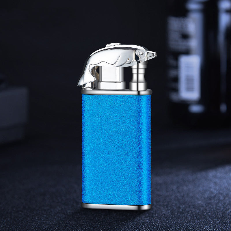 Creative Blue Flame Lighter Dolphin Dragon Tiger Double Fire Metal Winproof Lighter Inflatable Lighter 993f6907 9006 4e89 91b