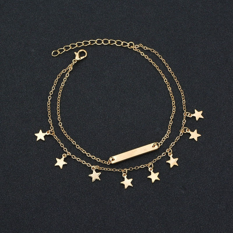 Women's Double Layer Pentagram Pendant Anklet 99a07ab1 a581 4783 b565 cd38af3e4d79
