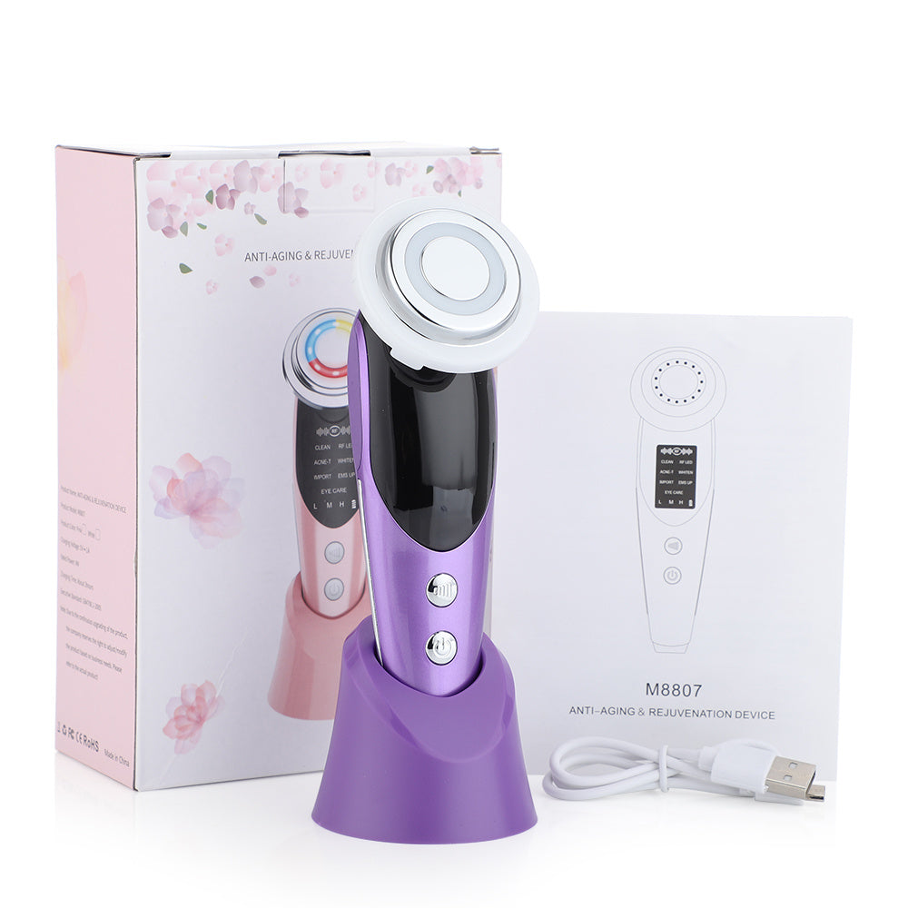 7-in-1 Facial Massager EMS Micro-current Color Light Vibration LED Beauty Purifying Introducer Skin Care Beauty Device - HD Wireless Product #9