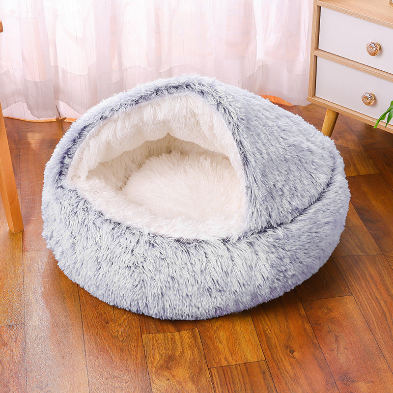 Deep Sleep Half-pack Semi-enclosed Dual-use Plush Round Pet Bed 9b486072 c8c7 4437 b3c5 07ed567577c3 4a7edd15 3bf0 40b1 b799