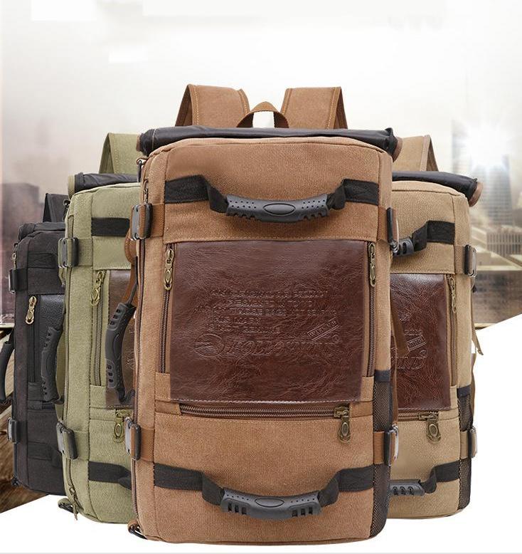 Men Canvas Backpack Huge Travel School Shoulder Computer Backpack Functional Versatile Bags Multifunctional Laptop Bag 9c8808