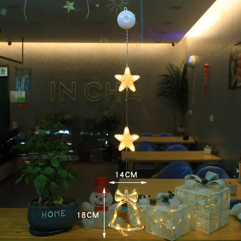 Christmas 3pcs LED Light Star Xmas Tree Hanging Sucker Lamp Window Ornaments Decoration For Home Xmas Navidad New Year Decor