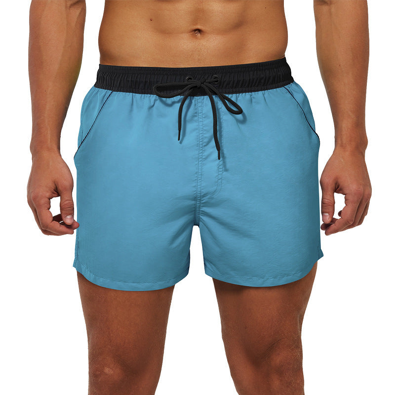 Men's Beach Pants European And American Boardshort Back Pocket Zipper Solid Color 3-point Pants Quick-drying Waterproof Linin