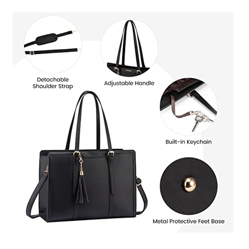 Women's Computer Shoulder Bag Leather Laptop Bag
