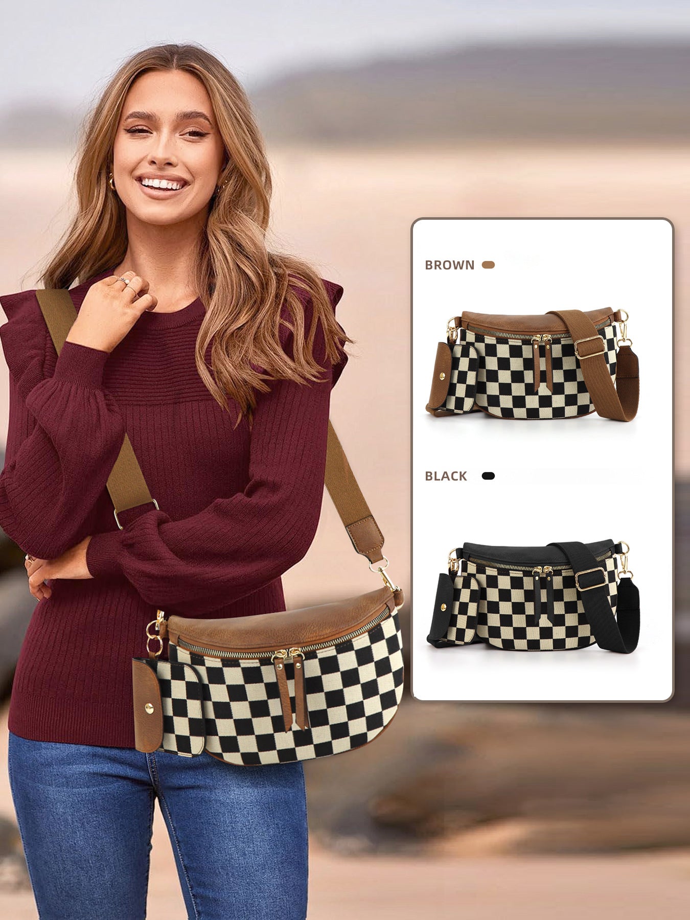Plaid Waist Trendy All-match Messenger Bag