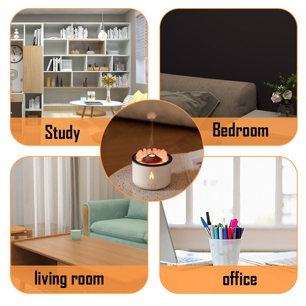 New Creative Ultrasonic Essential Oil Humidifier Volcano Aromatherapy Machine Spray Jellyfish Air Flame Humidifier Diffuser 9